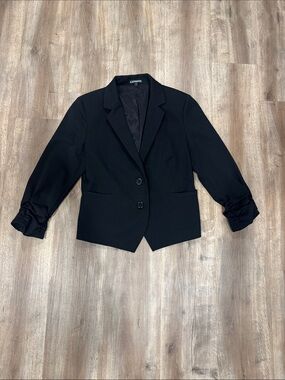Express Black Women's Ruched-Sleeve Blazer